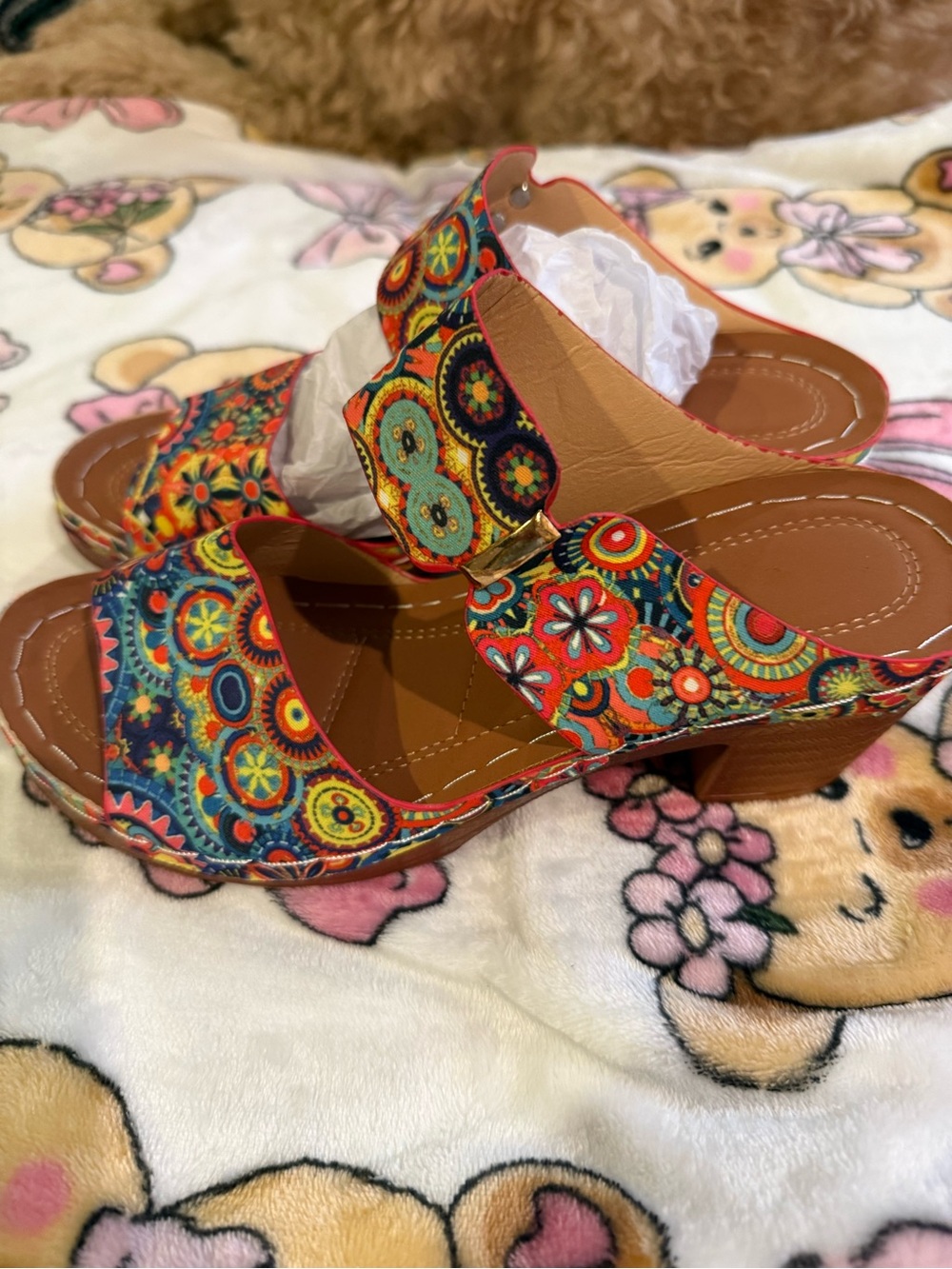Source Unknown Multicolor Boho Pattern Slide Sandals - Picture 2 of 4